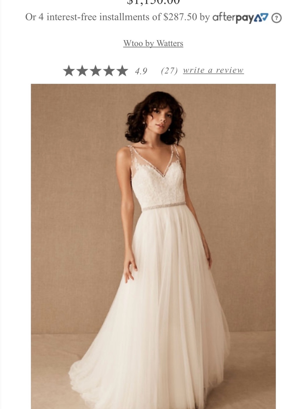 BHLDN Ivory Lace & Tulle A-Line Wedding Dress